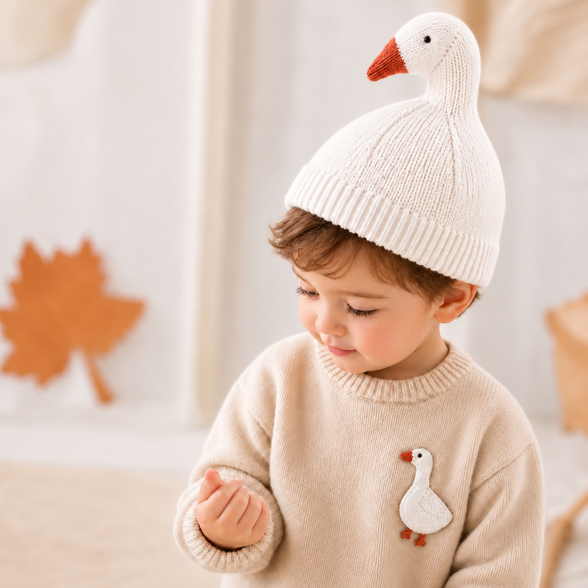 3D Honking Goose Knit Beanie  for kids and women