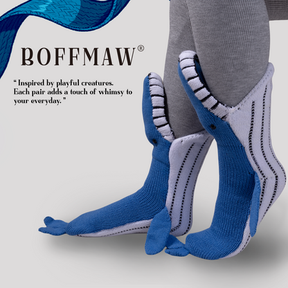 BOFFWAM Whale Knit Socks-Quirky creative design & Comfy Soft knitted material, Carpet socks for Family Party Funny Menswear Original