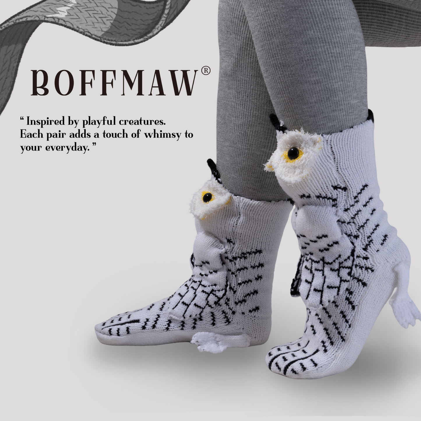 BOFFWAM Owl Knit Socks-Quirky creative design & Comfy Soft knitted material, Carpet socks for Family Party Animal Design Menswear Original