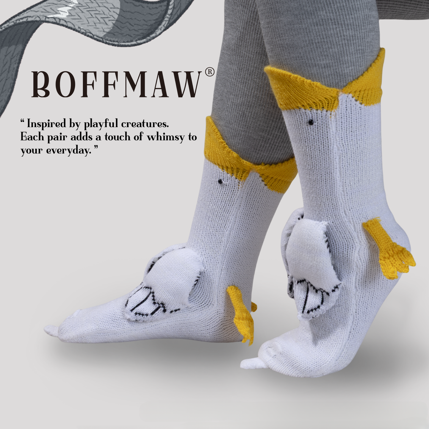 BOFFWAM Duck Knit Socks-Quirky creative design & Comfy Soft knitted material, Carpet socks for Family Party Menswear Original thigh high socks