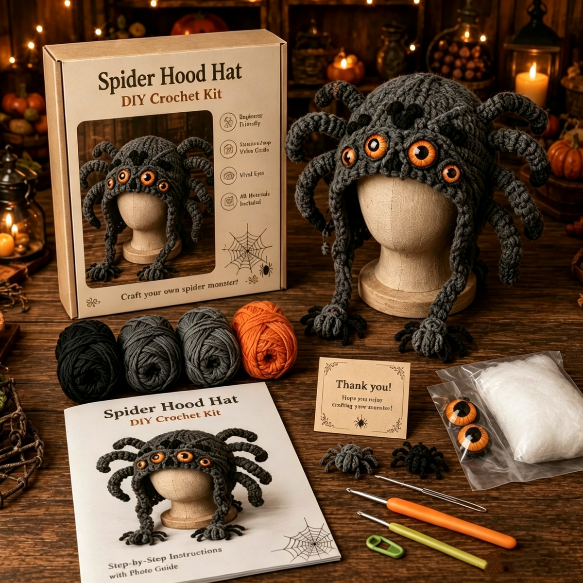 Dark Halloween Dragon Hood Hat DIY Crochet Kit — Craft Your Own Dark Magic