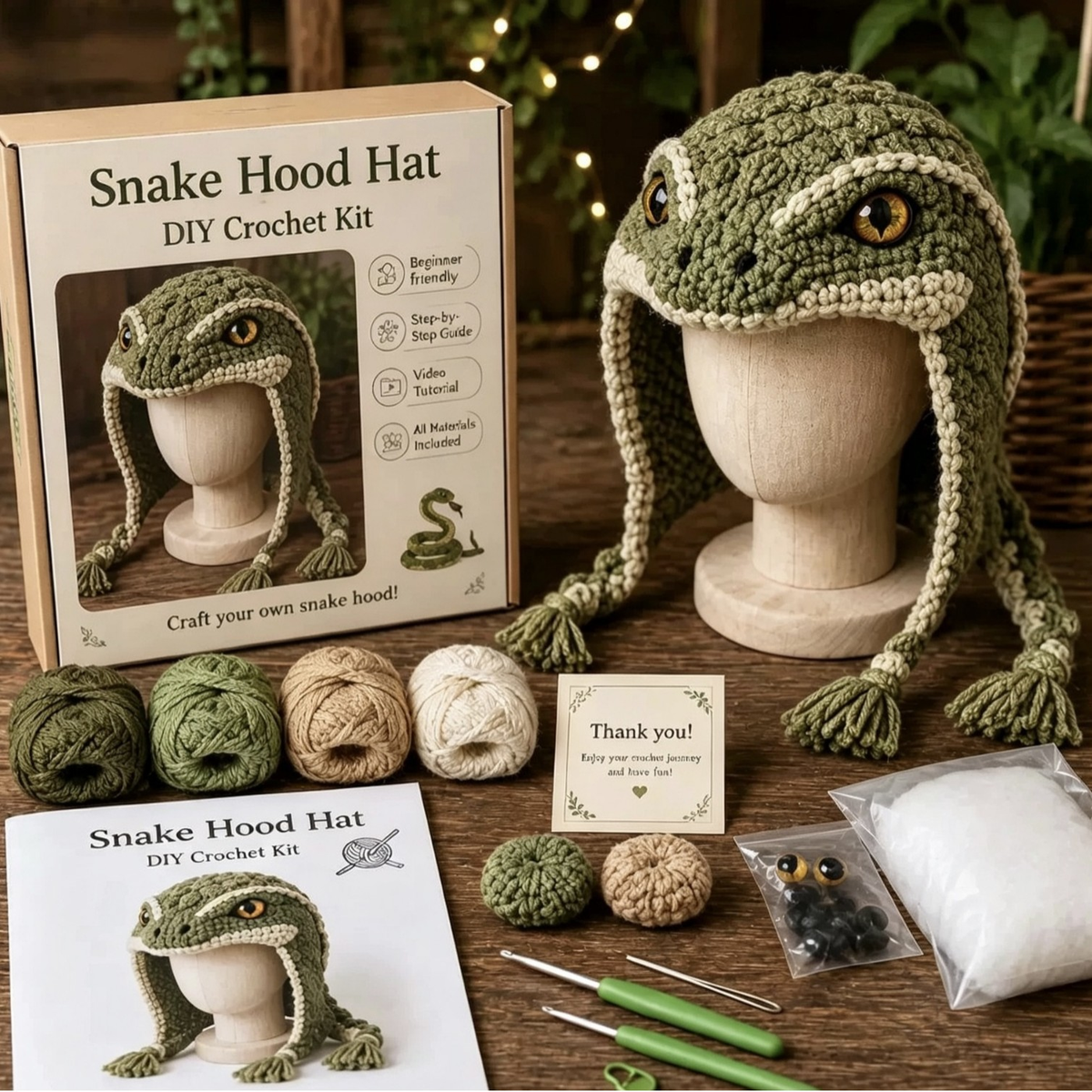 Dark Halloween Dragon Hood Hat DIY Crochet Kit — Craft Your Own Dark Magic