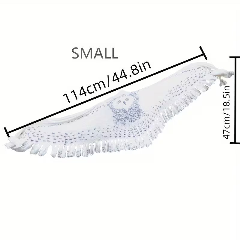 Vintage Knit Owl Wing Scarf with Tassel Fringe
