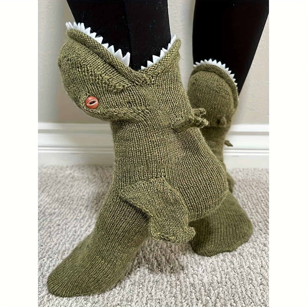 3D T-Rex Dinosaur Knit Socks – Fun Novelty Gift