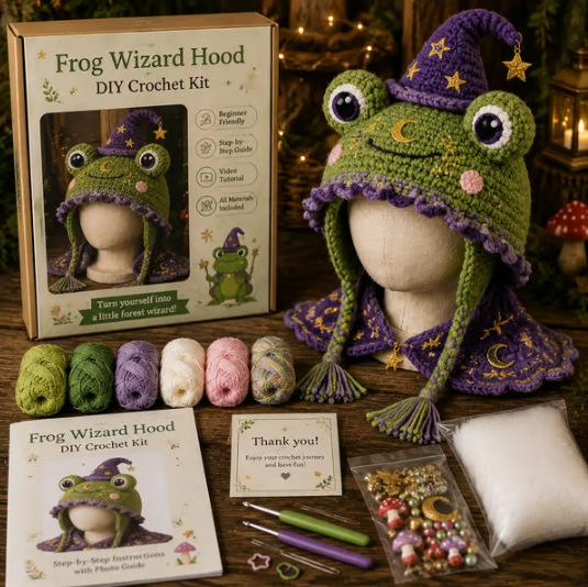 Dark Halloween Dragon Hood Hat DIY Crochet Kit — Craft Your Own Dark Magic