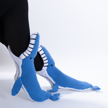 BOFFWAM Whale Knit Socks-Quirky creative design & Comfy Soft knitted material, Carpet socks for Family Party Funny Menswear Original